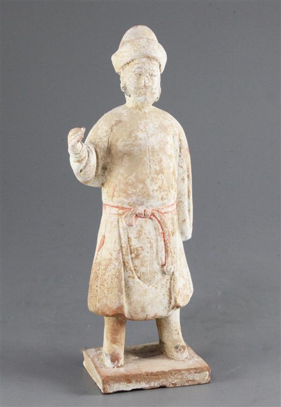 A Chinese pottery figure of a standing official, Ming dynasty 27.5cm
